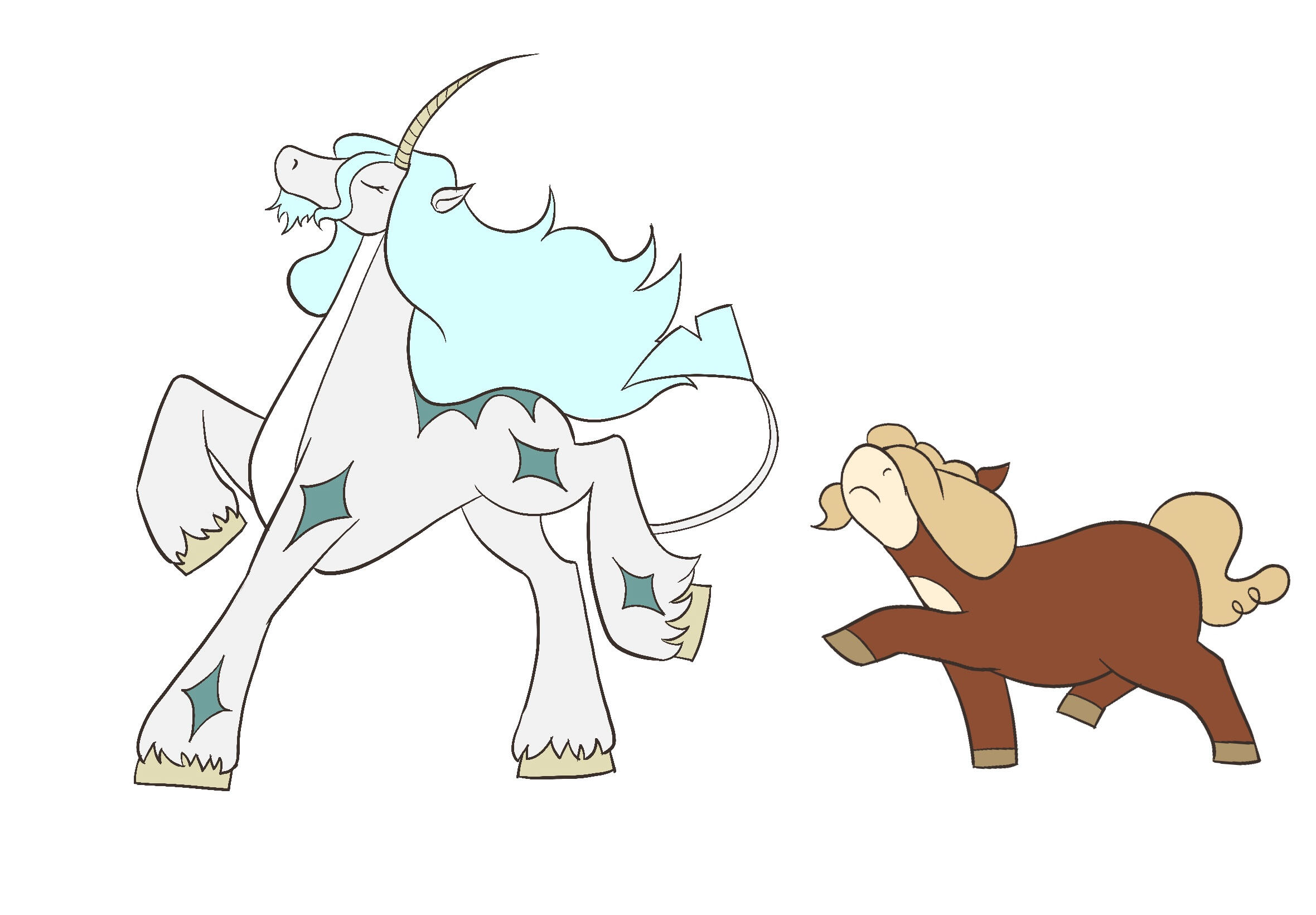 Unicorn and Horse Character moment - AlexisSavannahArt@gmail.com