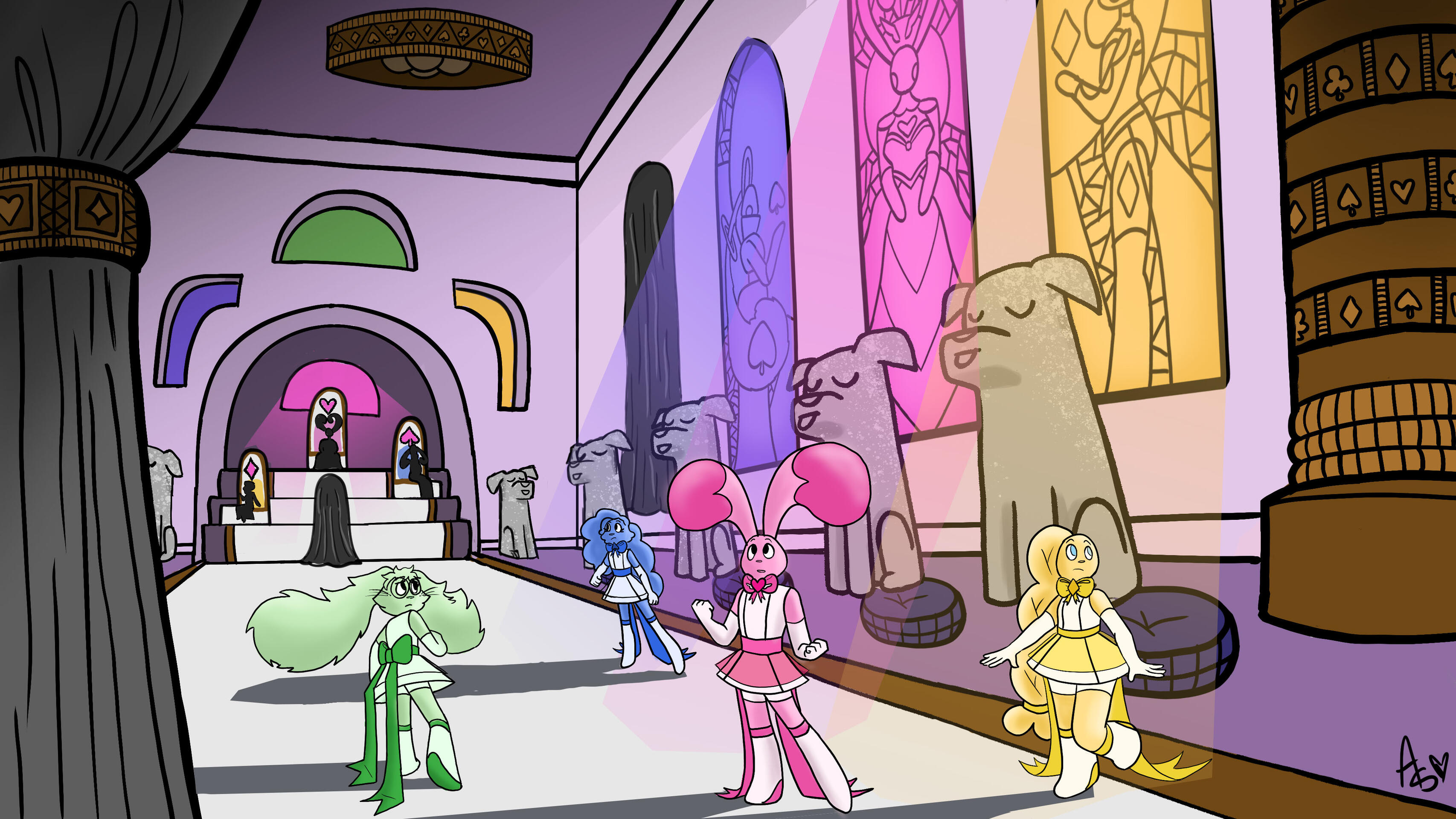 The Princesses enter the throne room in another world - AlexisSavannahArt@gmail.com